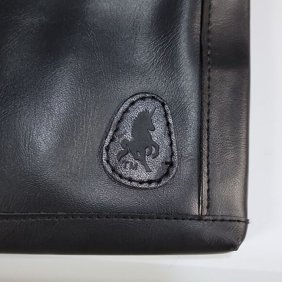 VTG Leather Black Clutch Purse Bag Wallet LaRue Sassy Wrist Strap Mirror Y2K 90s - Picture 4 of 15